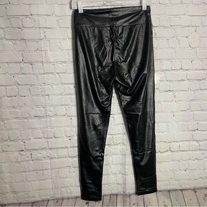 Black Faux Leather Spandex Legging Pants Large